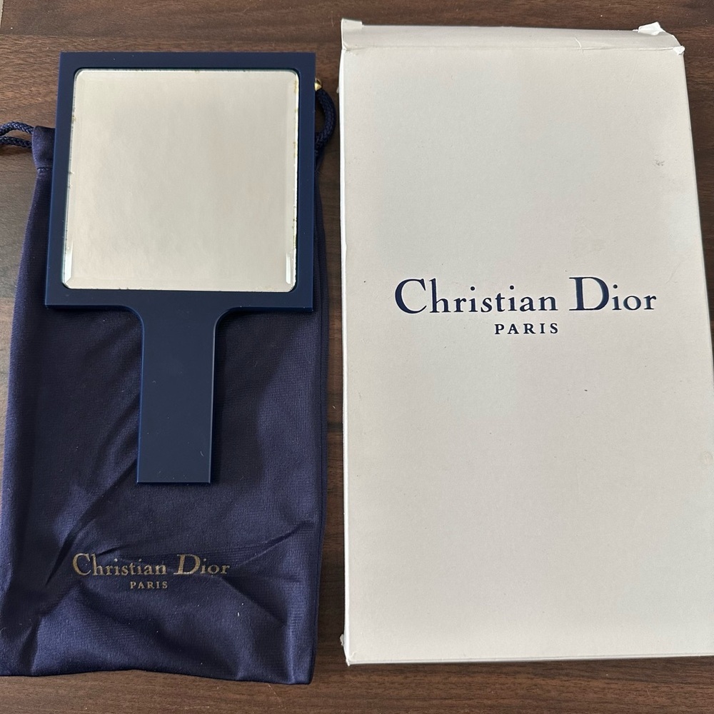 Christian Dior Hand Held Cosmetic Mirror Navy RARE NIB​